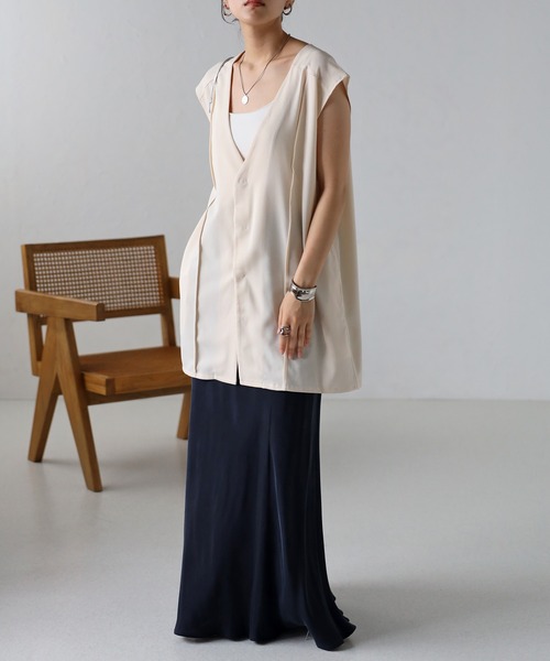 amini(アミニ)の「【2023 S/S 新作】リネンライクノーカラージレ(ベスト・レディース・ブラウン/アイボリー/ブラック・MEDIUM)」の21枚目の写真