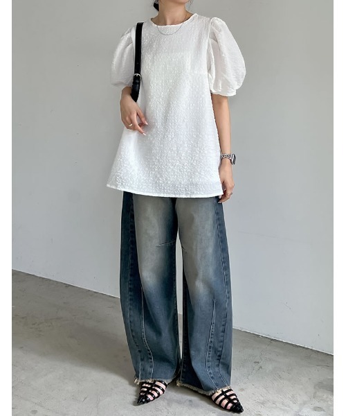 ブラウス シャツ サッカーパフスリーブブラウス レディース 楽天市場】【全品2BUY15%OFFクーポン】M/Lサイズ サッカー