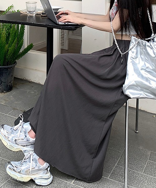 gossip!ロサンゼルス(ゴシップロサンゼルス)の「YUGA ハイウエストドレープスカート(スカート・レディース・ベビーピンク/ブラック/グレー/オフホワイト・M/L)」の11枚目の写真