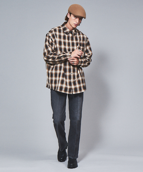 ABAHOUSE(アバハウス)の「【WEB限定】ルーズシルエット オンブレチェックシャツ/REVO(シャツ/ブラウス・メンズ・ブラック/ベージュ/ブラウン・M/L)」の7枚目の写真