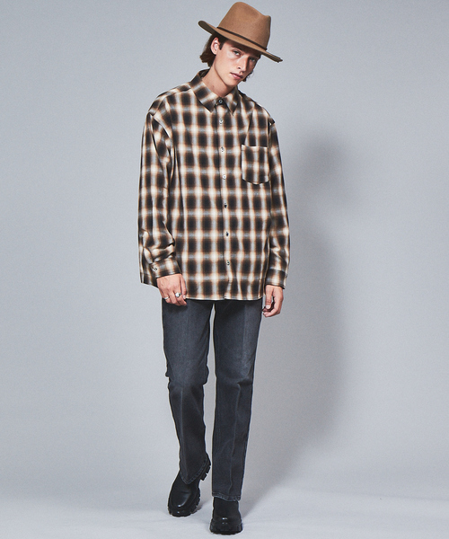 ABAHOUSE(アバハウス)の「【WEB限定】ルーズシルエット オンブレチェックシャツ/REVO(シャツ/ブラウス・メンズ・ブラック/ベージュ/ブラウン・M/L)」の6枚目の写真