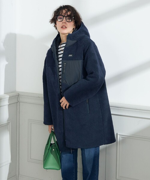 TAION（タイオン）の「◇【WEB限定】【TAION/タイオン】別注ボア×ダウンフードコート(リバーシブル)（ダウンジャケット/コート・レディース・ブラック/オフホワイト/ホワイト系その他4/ネイビー・S/M）」の7枚目の写真