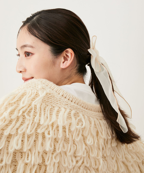VIS（ビス）の「シアーリボンヘアーカフ（その他ヘアアクセサリー・レディース・ブラック/オフホワイト・FREE）」の8枚目の写真
