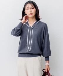 【洗える】ウーステッドウール ボウタイ ニット