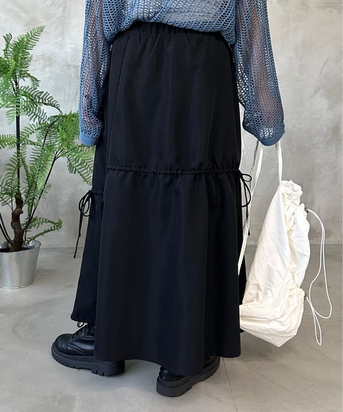 kutir（クティール）の「ドロストリボンギャザースカート（スカート・レディース・オレンジ/ブラック/カーキ/チャコールグレー・SMALL/MEDIUM/LARGE）」の6枚目の写真