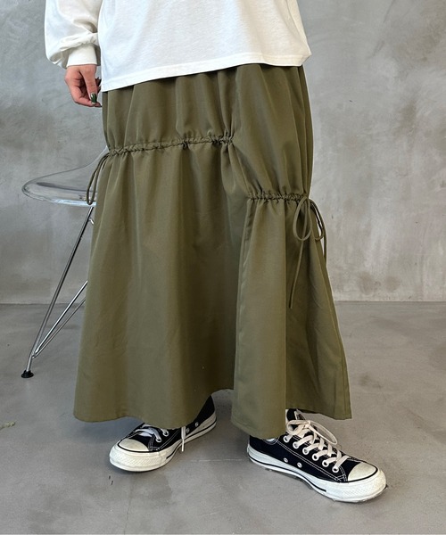 kutir（クティール）の「ドロストリボンギャザースカート（スカート・レディース・オレンジ/ブラック/カーキ/チャコールグレー・SMALL/MEDIUM/LARGE）」の15枚目の写真