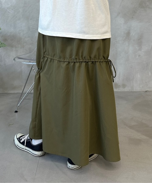 kutir（クティール）の「ドロストリボンギャザースカート（スカート・レディース・オレンジ/ブラック/カーキ/チャコールグレー・SMALL/MEDIUM/LARGE）」の16枚目の写真