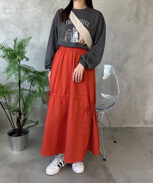 kutir（クティール）の「ドロストリボンギャザースカート（スカート・レディース・オレンジ/ブラック/カーキ/チャコールグレー・SMALL/MEDIUM/LARGE）」の22枚目の写真