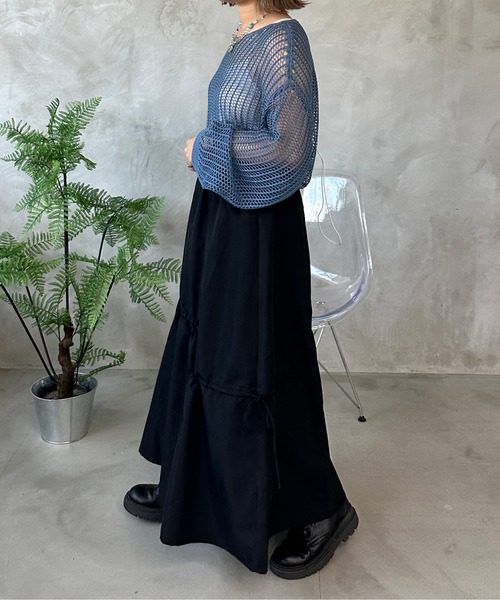 kutir（クティール）の「ドロストリボンギャザースカート（スカート・レディース・オレンジ/ブラック/カーキ/チャコールグレー・SMALL/MEDIUM/LARGE）」の8枚目の写真