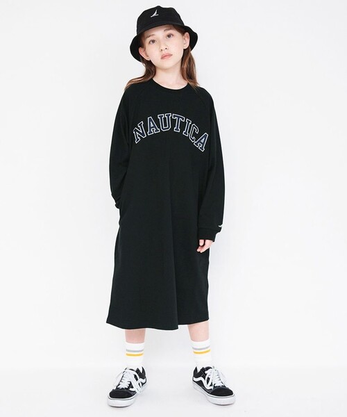 NAUTICA（ノーティカ）の「【NAUTICA/ノーティカ】ロゴアップリケ長袖ワンピース（ワンピース・キッズ・ブラック/ブラウン・L/S/XS/M/XL）」の3枚目の写真