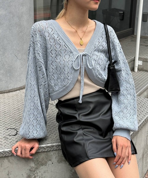 3.3 Field Trip （3.3フィールドトリップ）の「3.3 Field Trip／ニットボレロカーディガンv2972953（カーディガン/ボレロ・レディース・ホワイト/ブラウン/ブルー・FREE）」の3枚目の写真