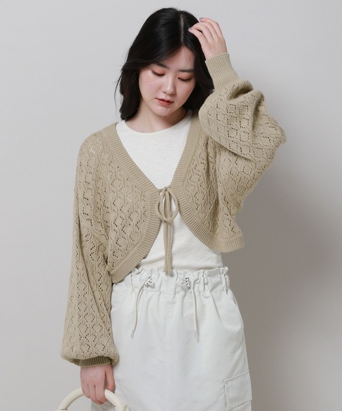 3.3 Field Trip （3.3フィールドトリップ）の「3.3 Field Trip／ニットボレロカーディガンv2972953（カーディガン/ボレロ・レディース・ホワイト/ブラウン/ブルー・FREE）」の12枚目の写真