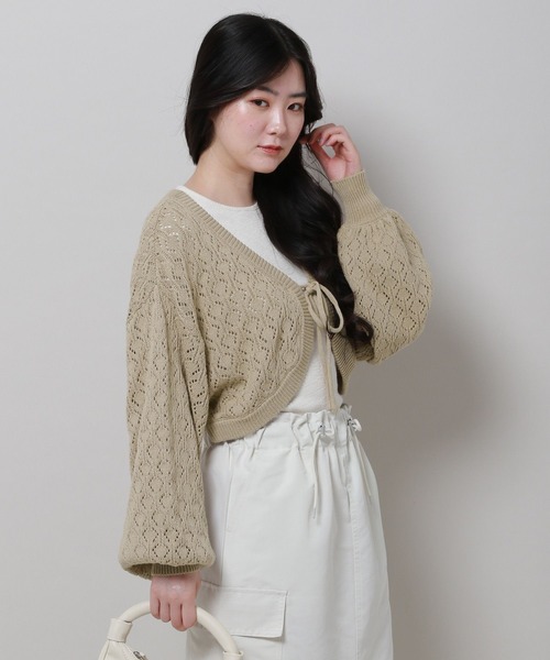 3.3 Field Trip （3.3フィールドトリップ）の「3.3 Field Trip／ニットボレロカーディガンv2972953（カーディガン/ボレロ・レディース・ホワイト/ブラウン/ブルー・FREE）」の13枚目の写真