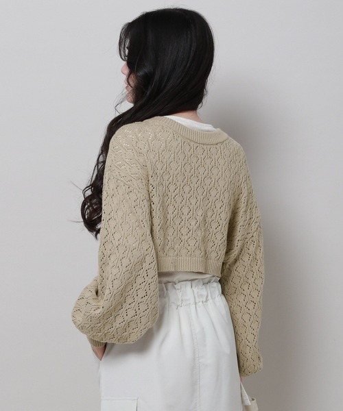 3.3 Field Trip （3.3フィールドトリップ）の「3.3 Field Trip／ニットボレロカーディガンv2972953（カーディガン/ボレロ・レディース・ホワイト/ブラウン/ブルー・FREE）」の14枚目の写真