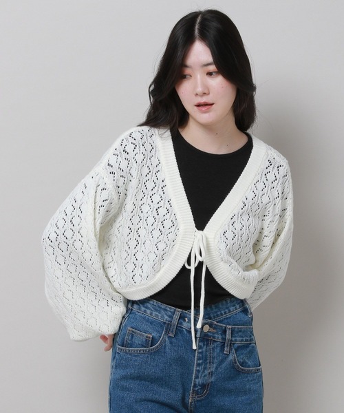 3.3 Field Trip （3.3フィールドトリップ）の「3.3 Field Trip／ニットボレロカーディガンv2972953（カーディガン/ボレロ・レディース・ホワイト/ブラウン/ブルー・FREE）」の17枚目の写真