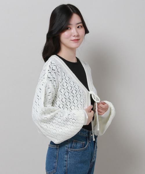 3.3 Field Trip （3.3フィールドトリップ）の「3.3 Field Trip／ニットボレロカーディガンv2972953（カーディガン/ボレロ・レディース・ホワイト/ブラウン/ブルー・FREE）」の18枚目の写真