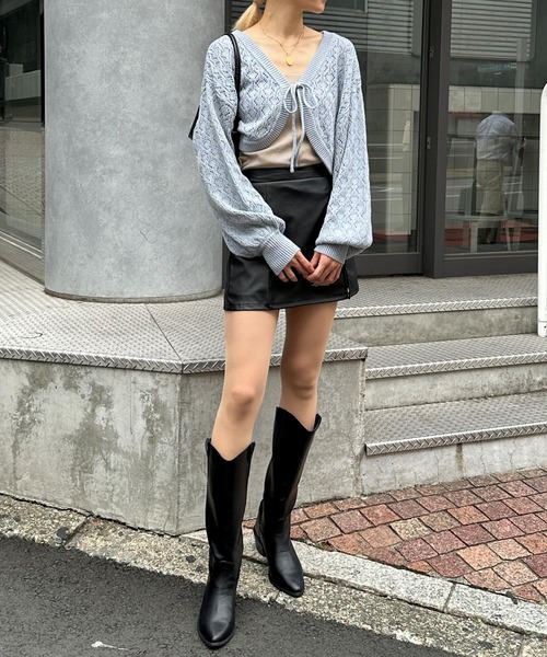 3.3 Field Trip （3.3フィールドトリップ）の「3.3 Field Trip／ニットボレロカーディガンv2972953（カーディガン/ボレロ・レディース・ホワイト/ブラウン/ブルー・FREE）」の6枚目の写真