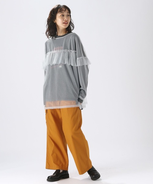 niko and...（ニコアンド）の「2WAYチュールフリルTEE（Tシャツ/カットソー・レディース・ブラック/ライトグレー/ベージュ・FREE）」の7枚目の写真