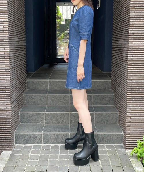 フォーキー♡CHANEL♡ショートブーツ ブラック 36 ストレッチ チャンキーヒールショートブーツRANDA公式サイト