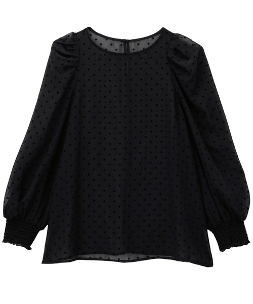 GeeRA(ジーラ)の「フロッキードット柄シアーブラウス(シャツ/ブラウス・レディース・ネイビー/ブラック・MEDIUM/LARGE)」の10枚目の写真