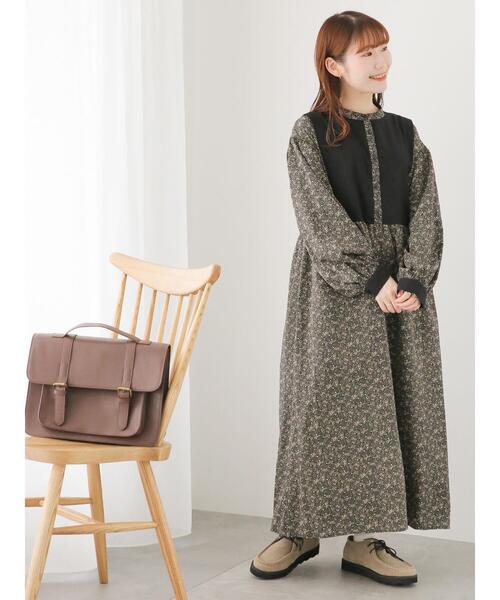 ehka sopo（エヘカソポ）の「花柄切替ワンピース（ワンピース・レディース・ベージュ/ブラック/ボルドー・F）」の2枚目の写真