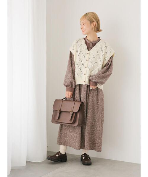 ehka sopo（エヘカソポ）の「花柄切替ワンピース（ワンピース・レディース・ベージュ/ブラック/ボルドー・F）」の6枚目の写真