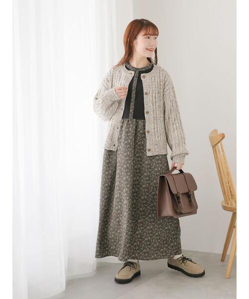 ehka sopo（エヘカソポ）の「花柄切替ワンピース（ワンピース・レディース・ベージュ/ブラック/ボルドー・F）」の8枚目の写真