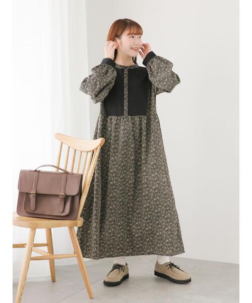 ehka sopo（エヘカソポ）の「花柄切替ワンピース（ワンピース・レディース・ベージュ/ブラック/ボルドー・F）」の9枚目の写真