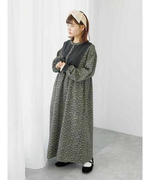 ehka sopo（エヘカソポ）の「花柄切替ワンピース（ワンピース・レディース・ベージュ/ブラック/ボルドー・F）」の10枚目の写真