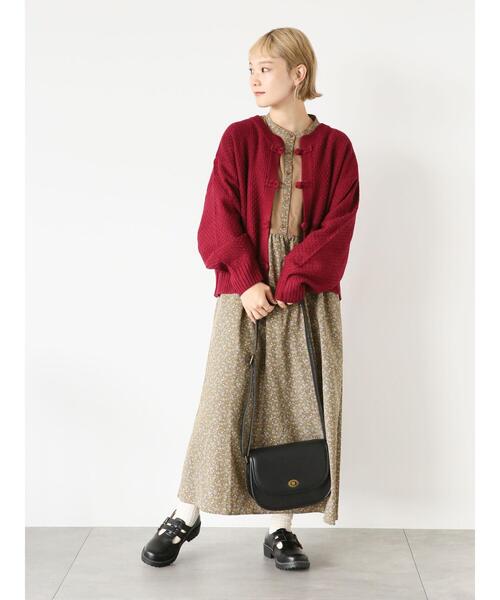 ehka sopo（エヘカソポ）の「花柄切替ワンピース（ワンピース・レディース・ベージュ/ブラック/ボルドー・F）」の13枚目の写真