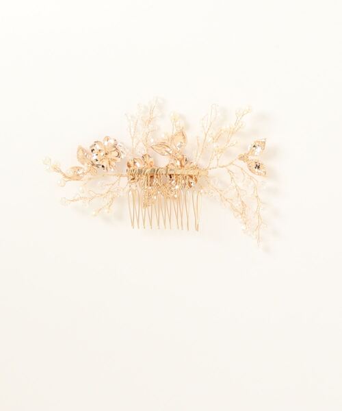 Cupid Heart（キューピッドハート）の「【Cupid Heart】結婚式アクセ！メタリックフラワーパールビジューヘアコーム（バレッタ/ヘアクリップ・レディース・ゴールド・MEDIUM）」の10枚目の写真