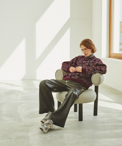 EMMA CLOTHES(エマクローズ)の「フラワーモールヤーンジャガードルーズニットプルオーバー EMMA CLOTHES(ニット/セーター・メンズ・ブルー/ブラック/ワイン/グレー・M/L)」の10枚目の写真