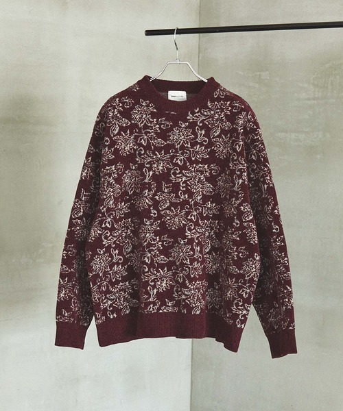 EMMA CLOTHES(エマクローズ)の「フラワーモールヤーンジャガードルーズニットプルオーバー EMMA CLOTHES(ニット/セーター・メンズ・ブルー/ブラック/ワイン/グレー・M/L)」の14枚目の写真