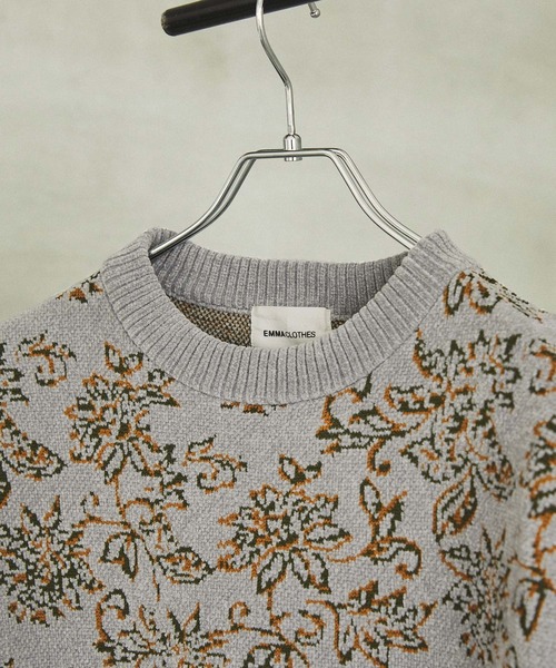 EMMA CLOTHES(エマクローズ)の「フラワーモールヤーンジャガードルーズニットプルオーバー EMMA CLOTHES(ニット/セーター・メンズ・ブルー/ブラック/ワイン/グレー・M/L)」の15枚目の写真