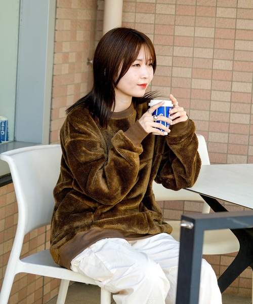 JEMORGAN（ジェーイーモーガン）の「【JEMORGAN/ジェイイーモーガン】ボアボンディング　ビッグシルエット　トレーナー　スウェット（スウェット・メンズ・ブラック/ダークブラウン/カーキ・MEDIUM/LARGE/X-LARGE）」の13枚目の写真