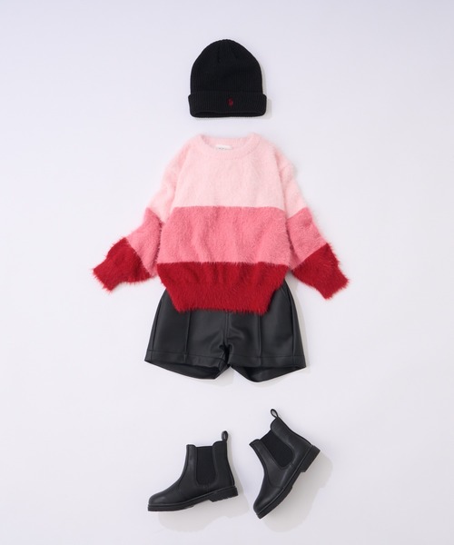 CIAOPANIC TYPY（チャオパニックティピー）の「【WEB限定】【KIDS】グラデーションボーダーシャギーニット（ニット/セーター・キッズ・ピンク/グリーン/グレー・M/XL/S/L/XXL）」の12枚目の写真