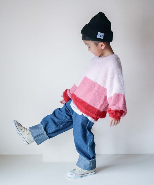 CIAOPANIC TYPY（チャオパニックティピー）の「【WEB限定】【KIDS】グラデーションボーダーシャギーニット（ニット/セーター・キッズ・ピンク/グリーン/グレー・M/XL/S/L/XXL）」の5枚目の写真