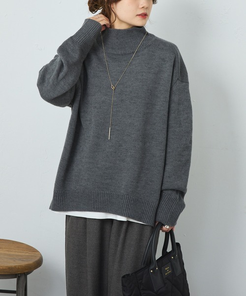 PUAL CE CIN(ピュアルセシン)の「ハンドウォッシャブル ハイネックニットプルオーバー(ニット/セーター・レディース・キャメル/レッド/グレー/ブルー/ブラック・FREE)」の2枚目の写真