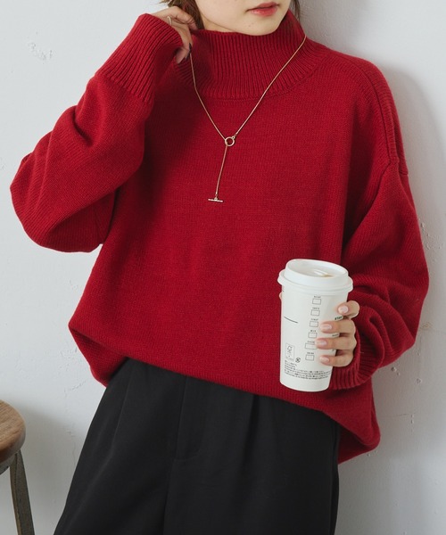 PUAL CE CIN(ピュアルセシン)の「ハンドウォッシャブル ハイネックニットプルオーバー(ニット/セーター・レディース・キャメル/レッド/グレー/ブルー/ブラック・FREE)」の5枚目の写真