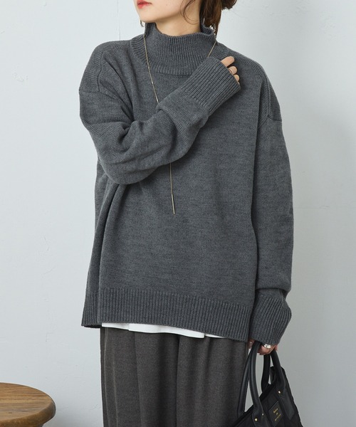 PUAL CE CIN(ピュアルセシン)の「ハンドウォッシャブル ハイネックニットプルオーバー(ニット/セーター・レディース・キャメル/レッド/グレー/ブルー/ブラック・FREE)」の10枚目の写真