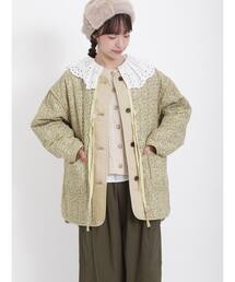 Samansa Mos2 | 【吸湿発熱】コーデュロイキルトジャケット(ノーカラージャケット)