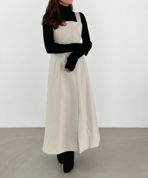 Olu.（オルドット）の「フロントスリットジャンパースカート（ジャンパースカート・レディース・ブラック/ライトグレー・FREE）」の5枚目の写真