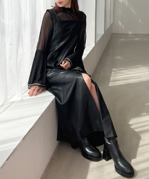 Olu.（オルドット）の「フロントスリットジャンパースカート（ジャンパースカート・レディース・ブラック/ライトグレー・FREE）」の12枚目の写真