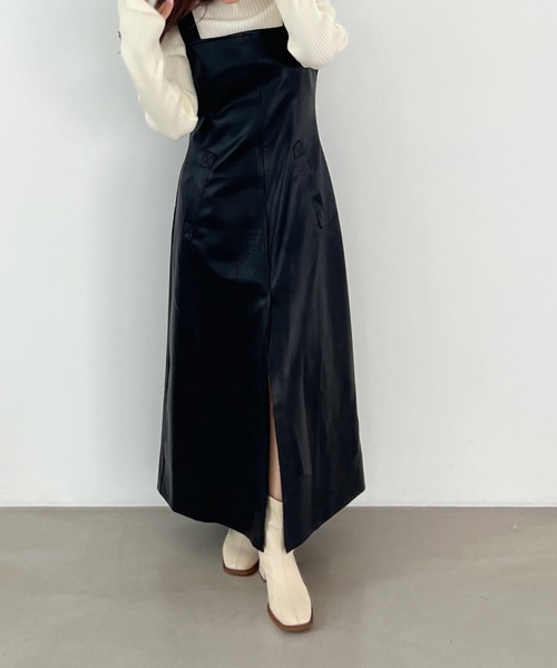 Olu.（オルドット）の「フロントスリットジャンパースカート（ジャンパースカート・レディース・ブラック/ライトグレー・FREE）」の16枚目の写真