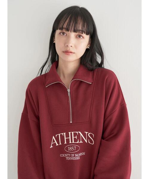 earth music&ecology（アースミュージックアンドエコロジー）の「ハーフジップロゴチュニック（チュニック・レディース・アイボリー/ライトグレー/バーガンディー・FREE）」の4枚目の写真