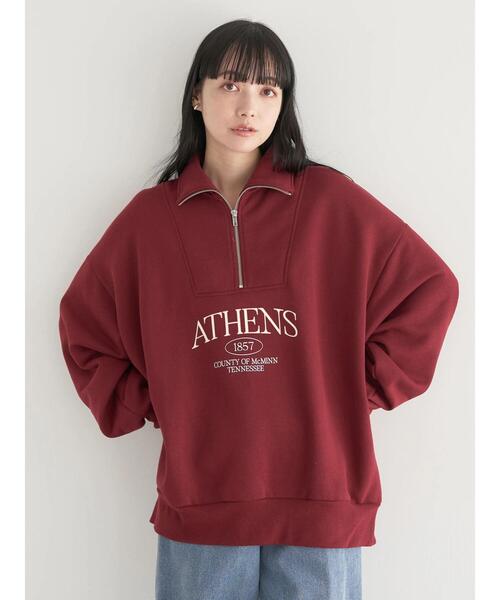 earth music&ecology（アースミュージックアンドエコロジー）の「ハーフジップロゴチュニック（チュニック・レディース・アイボリー/ライトグレー/バーガンディー・FREE）」の5枚目の写真