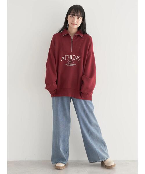 earth music&ecology（アースミュージックアンドエコロジー）の「ハーフジップロゴチュニック（チュニック・レディース・アイボリー/ライトグレー/バーガンディー・FREE）」の8枚目の写真