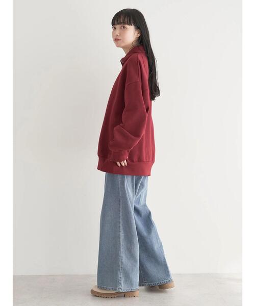 earth music&ecology（アースミュージックアンドエコロジー）の「ハーフジップロゴチュニック（チュニック・レディース・アイボリー/ライトグレー/バーガンディー・FREE）」の9枚目の写真