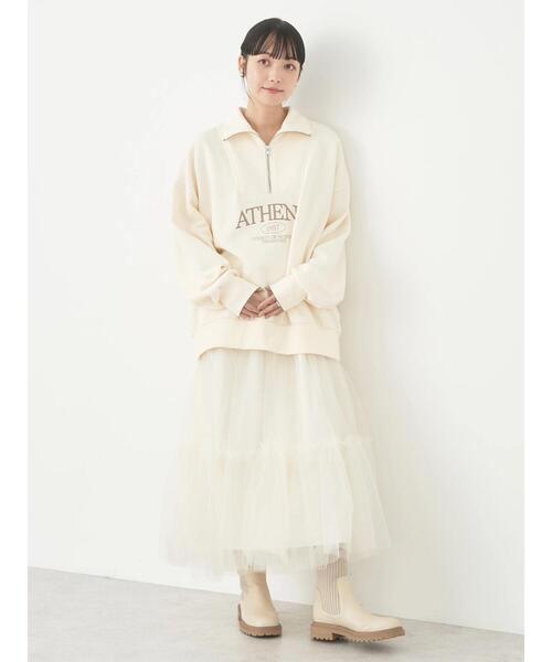 earth music&ecology（アースミュージックアンドエコロジー）の「ハーフジップロゴチュニック（チュニック・レディース・アイボリー/ライトグレー/バーガンディー・FREE）」の12枚目の写真