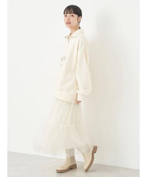 earth music&ecology（アースミュージックアンドエコロジー）の「ハーフジップロゴチュニック（チュニック・レディース・アイボリー/ライトグレー/バーガンディー・FREE）」の13枚目の写真